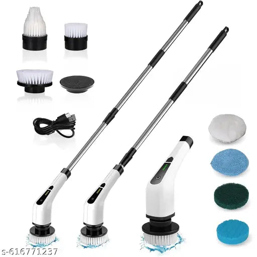 9-in-1 electric spin scrubber with adjustable handle