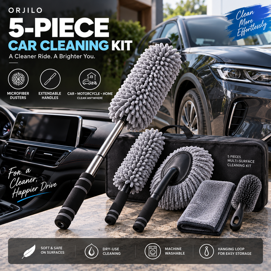 ORJILO 5-piece microfiber car duster cleaning kit