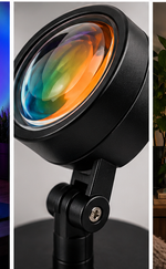 Close-up of sunset projection lamp lens and adjustable head