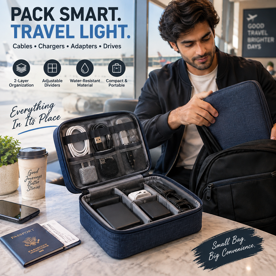 DenStore electronics organizer travel use