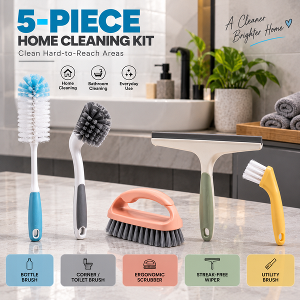 DenStore 5-piece home cleaning brush and scrubber kit