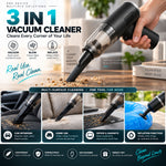 Handheld 3-in-1 mini vacuum cleaning crumbs from a table