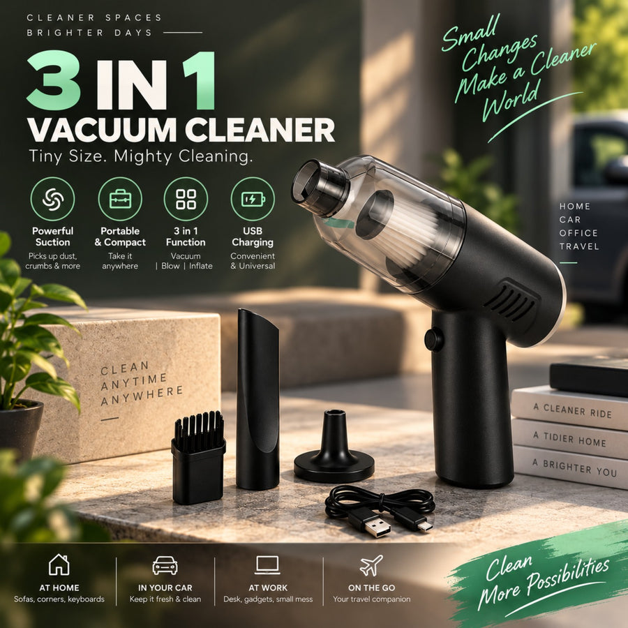 3-in-1 cordless mini vacuum cleaner lifestyle product image