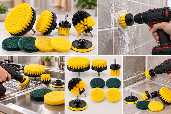 8-piece power drill scrubber brush set hero