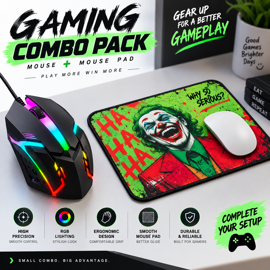 RGB Wired Gaming Mouse + Gaming Mouse Pad Combo | Ergonomic Gaming Setup